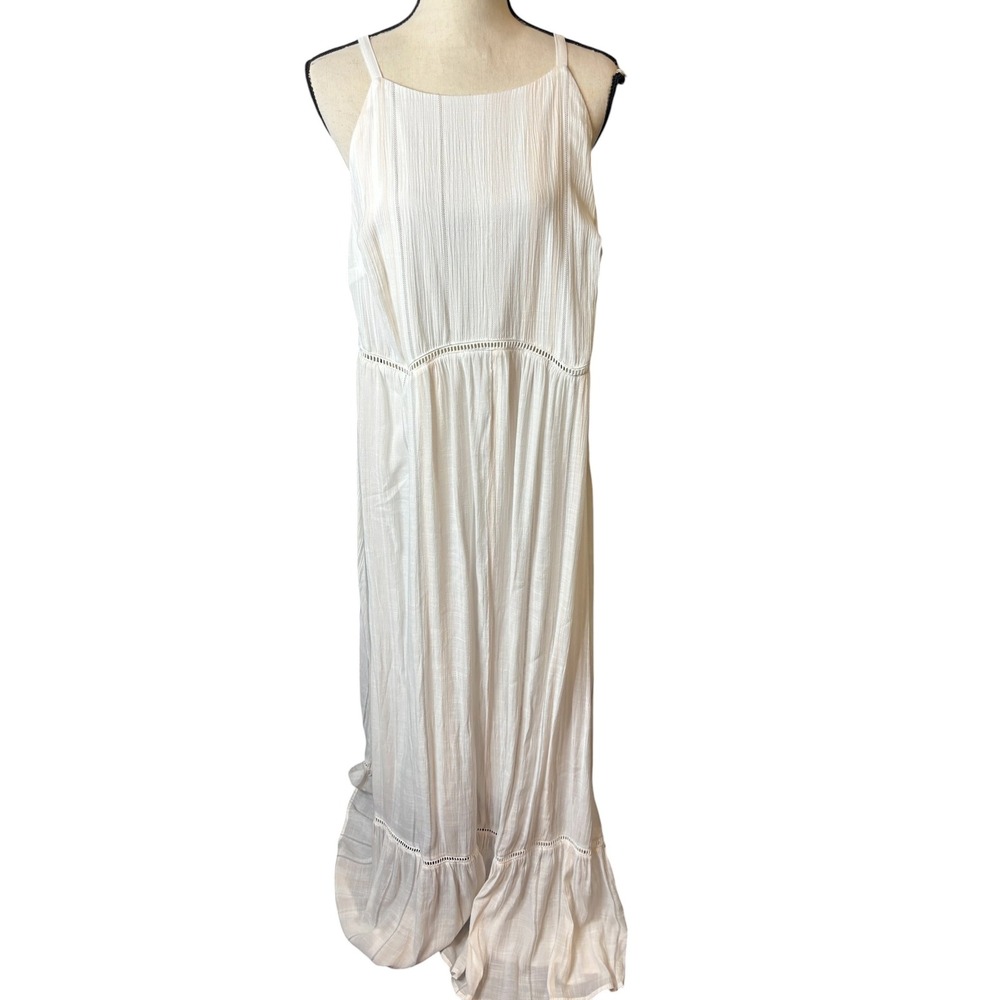 Torrid White Gauze Ladder Lace Trim Maxi Dress Plus Size 2 2X Boho Summer